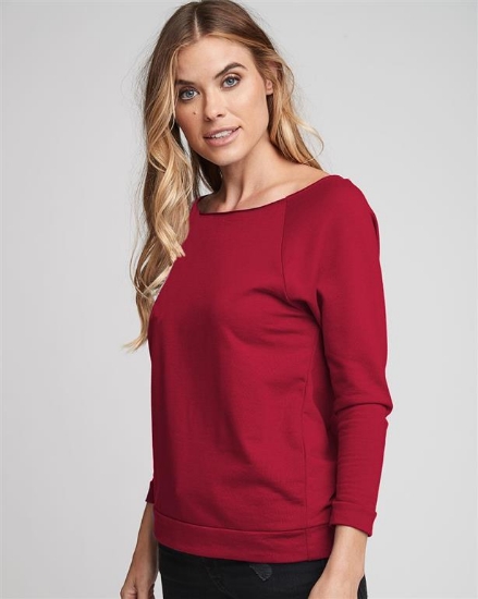 Women's Terry Raw Edge Three-Quarter Sleeve Raglan - 6951