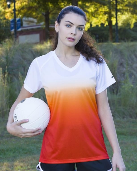 Women's V-Neck Ombre T-Shirt - 4207