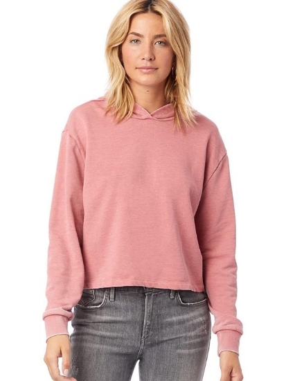 Women's Burnout French Terry Crop Pullover Hoodie - 8642