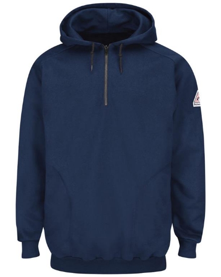 Pullover Hooded Fleece Sweatshirt Quarter-Zip - Long Sizes - SEH8L