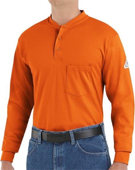 Long Sleeve Tagless Henley Shirt - SEL2