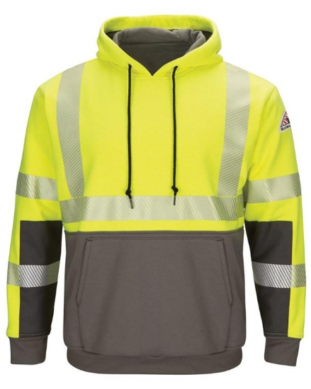 Hi-Visibility Color-Blocked Pullover Hooded Fleece Sweatshirt - Long Sizes - SMB4L