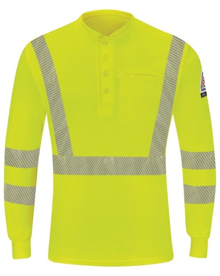 Hi-Visibility Lightweight Long Sleeve Henley - Long Sizes - SML4L