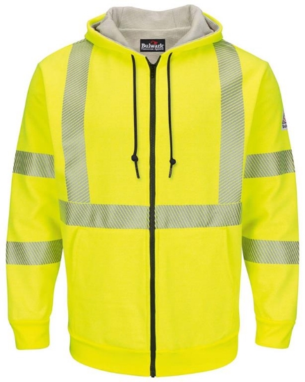 Hi-Visibility Zip-Front Hooded Fleece Sweatshirt with Waffle Lining - Long Sizes - SMZ4HVL