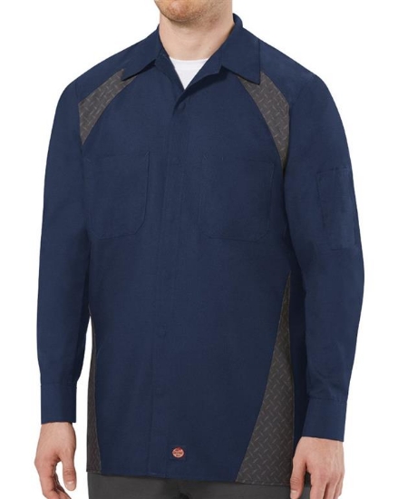 Long Sleeve Diamond Plate Shop Shirt - Long Sizes - SY16L