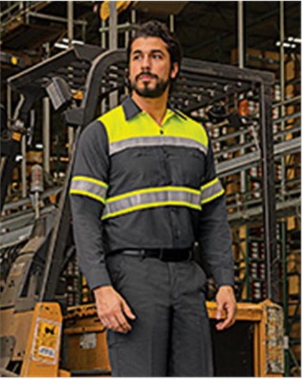 Hi-Visibility Colorblock Ripstop Long Sleeve Work Shirt - TALL - SY70L
