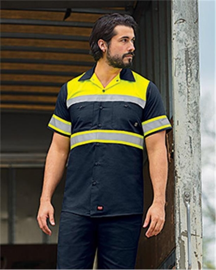 Hi-Visibility Colorblock Ripstop Short Sleeve Work Shirt - SY80