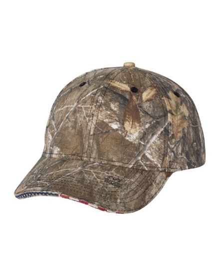Camo with Flag Sandwich Visor Cap - USA350