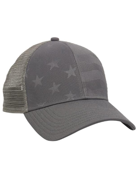 Debossed Stars and Stripes Mesh-Back Cap - USA750M