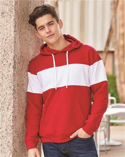 J. America - Varsity Fleece Colorblocked Hooded Sweatshirt - 8644