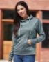 J. America - Women's Odyssey Striped Performance Fleece Lapover Hooded Sweatshirt - 8662