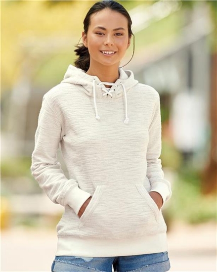J. America - Women’s French Terry Sport Lace Scuba Hooded Pullover - 8694