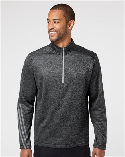 Adidas - Brushed Terry Heathered Quarter-Zip Pullover - A284